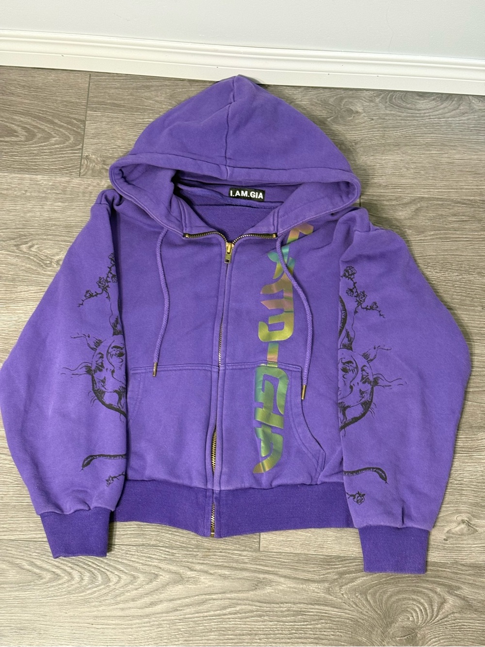 I.AM.GIA Purple Zip Hoodie with Gold Zipper
